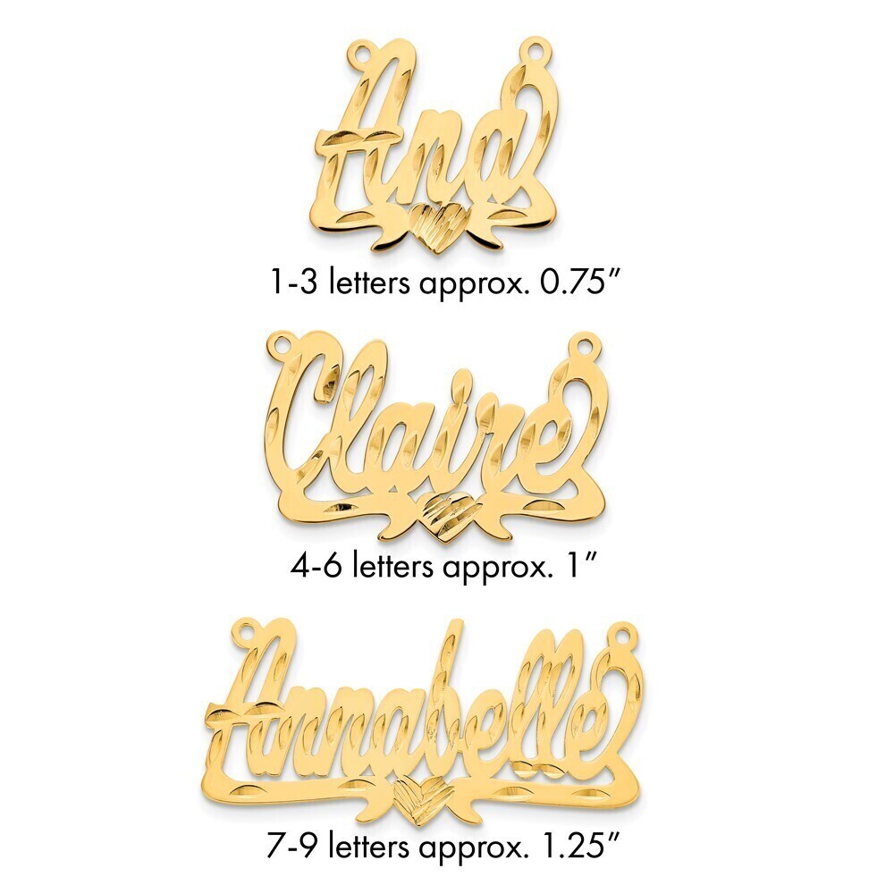 Kazi Luxury 10k Yellow Gold Diamond-cut Heart Name Plate